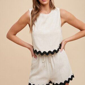 Annie Wear Ric Rac Trim Detailed Top & Shorts Set- NEW WITH TAGS!